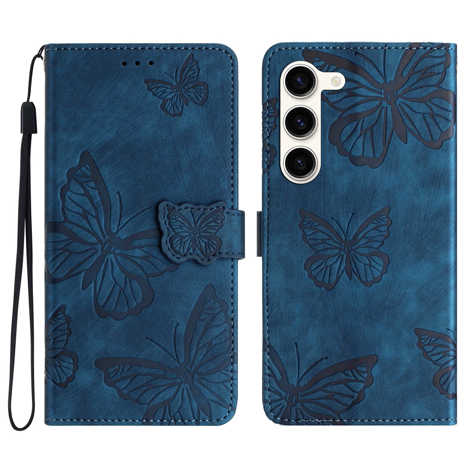 For Samsung Galaxy S23 Protective Leather Case Butterfly Imprinted Skin-Touch Phone Cover with Wallet For Samsung Galaxy S23 Protective Leather Case Butterfly Imprinted Skin-Touch Phone Cover with Wallet